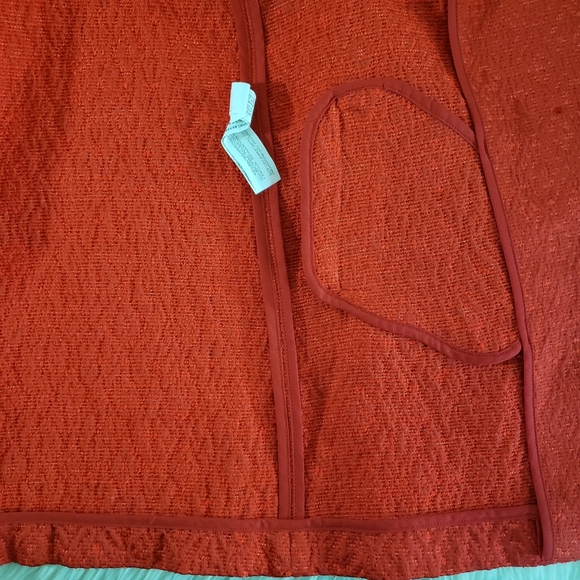 VGUC Zara Jacquard Herringbone Buttoned Mid Length Coat Red Size Large - Picture 9 of 16